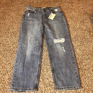 EVIDNT LA Distressed Jeans High Rise Straight Leg Denim Size 28